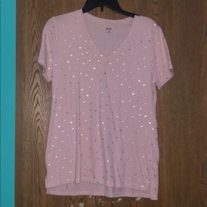 Pink star v neck